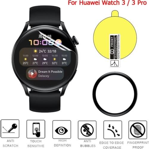 1/2pcs 3D Curved Soft Glass Screen Protector For Huawei Watch 3 SmartWatch Soft TPU Protective Film Cover For Huawei Watch 3 Pro