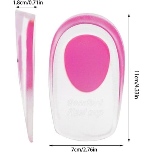 Y1UF 1 Pair Silicone Gel Heel Cushion U-shaped Sport Shock Absorption Inner Heightening Insoles Feet Tool Half Heel Cup Pad