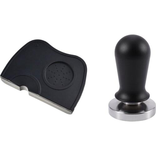 1 Pcs 54Mm Stainless Steel Coffee Tamper Press & 1 Pcs Espresso Anti-Tamper Pad Rubber Holder Pressed Powder Pad