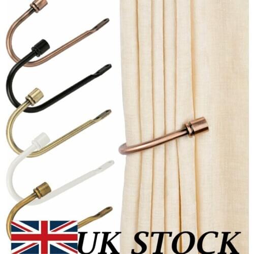 1Pc Large Stylish Curtain Hold Back Metal Tie Tassel Arm Hook Loop Holder U Shaped With Screw Expansion Bolt
