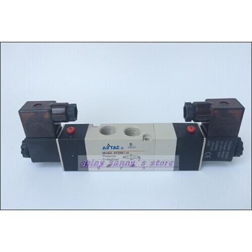 1Pcs 4V330C-10 DC12V 5Way 3Position Dual Solenoid Pneumatic Air Valve 3/8" BSPT