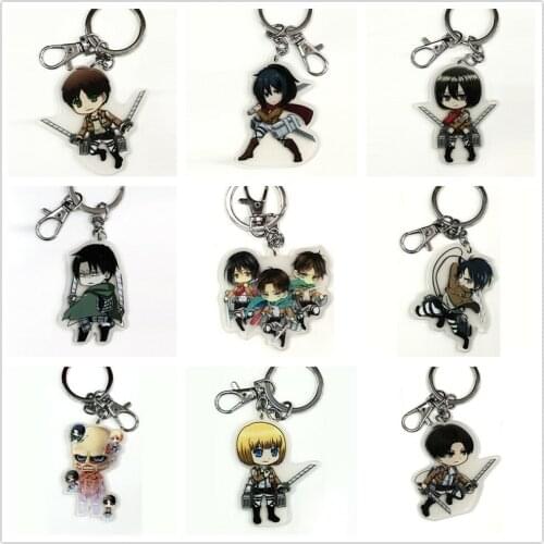 10 Attack on Titan Eren Survey Recon Corps Mikasa Ackerman Armin Arlert Rival figure pendant Keychain Keyrings
