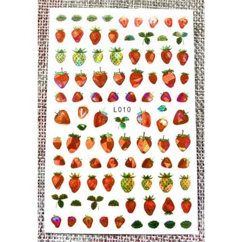 10PCS Watermelon Cherry Peach Orange Strawberry Pineapple Fruit Transfer Adhesive Decoration Accessories Nail Sticker