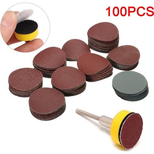 100pcs 25mm High Quality Sanding Discs + 1" Abrasives Hook & Loop Backer Plate + 1/8inch Shank Set For Polishing Tools