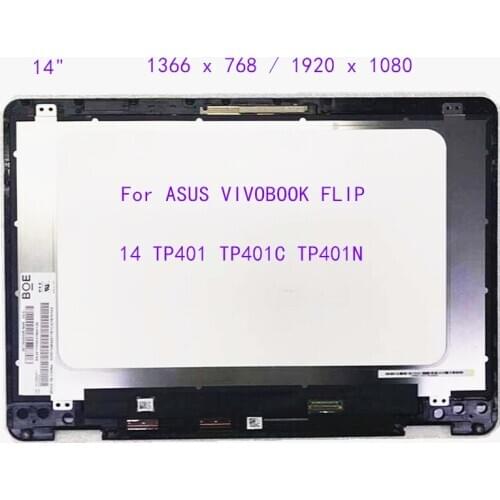 14" For ASUS VIVOBOOK FLIP 14 TP401 TP401C TP401N Laptop LCD touch SCREEN with frame assembly digitizer panel replacement