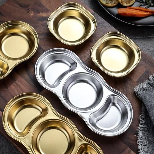 304 Stainless Steel Pepper Roast Meat Sauce Dishes Wasabi Bowl Separate Sushi Vinegar Soy Plates Tableware Food Seasoning Tray