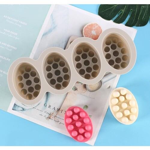 4 Cavity Silicone Soap Mold for Massage Therapy Bar Soap Making Tools DIY Homemade Oval Spa Soaps Mould Silicone Soap Form