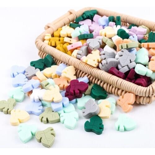 5pcs Silicone Beads Baby Teether Rodent LaTeX Free Mini Cactus Turtle Leaf Leaves DIY Pacifier Chain Teething For Children Toys