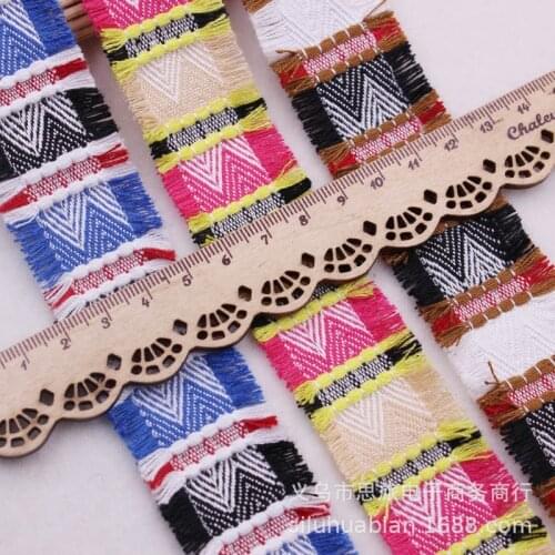 5 yards/lot Colorful Double Edge Tassle Ribbon for DIY Ethnic Clothing Luggage Curtain Trims Craft Accessories