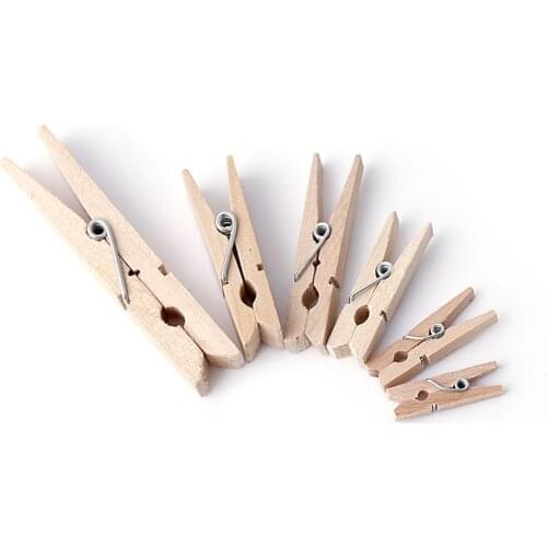 50pcs 25-72MM Natural Wooden Clothes Photo Paper Peg Clothespin Craft Clips Wholesale