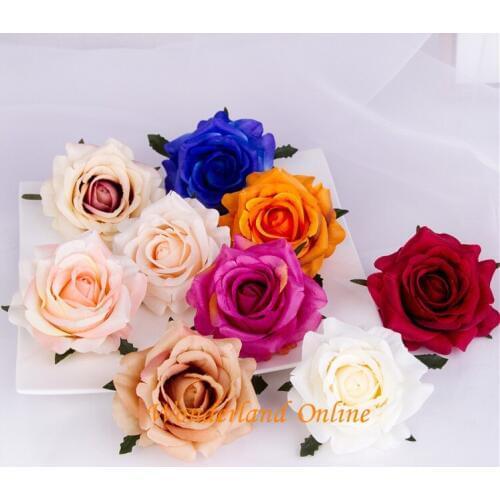 50pcs 9Colors 7cm Autumn Rose Artificial Flower Head For DIY Home Decor Realistic Wedding Wall Arch Background Bouquet Supplies
