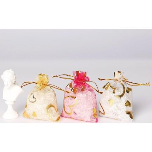 50pcs Colorful Organza Bag Iron Heart Rose Special Design Pounch Package Wedding Promotion Gifts Bag Candy Jewelry Package