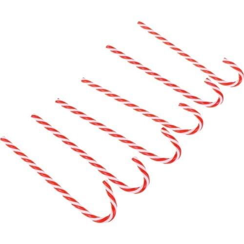 6Pcs Plastic Candy Cane Ornaments Christmas Tree Hanging Decorations For Festival Party Xmas