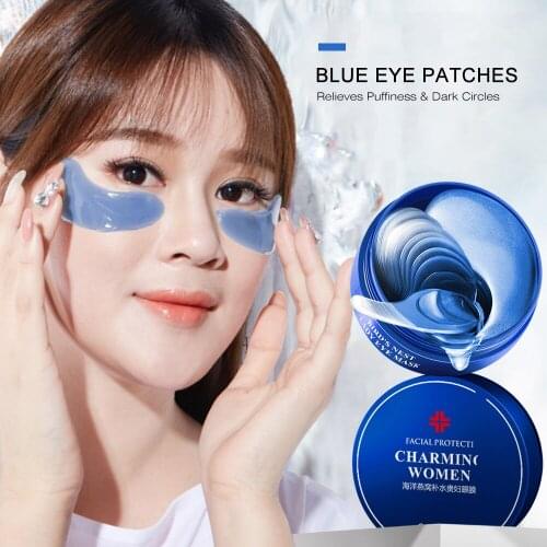 60pcs Blue Crystal Collagen Eye Mask Anti-Aging Anti-Puffiness Eye Patches Remove Dark Circle Crystal Beauty Skin Care