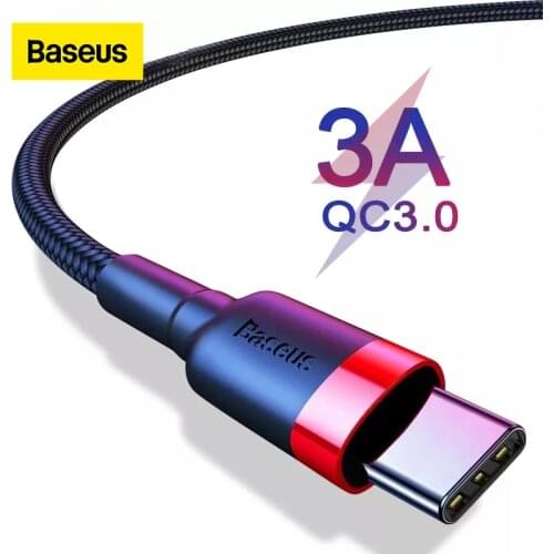 Baseus USB C Cable Type C Cable for Samsung S20 S10 Qucik Charge 3.0 USB C Cable Phone Wire Cord USB Type C Cable for Xiaomi