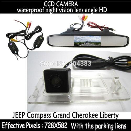 Wireless Transmitter Receiver CCD Chip Car Rear View Reverse Parking CAMERA + monitor for JEEP Compass Grand Cherokee Liberty