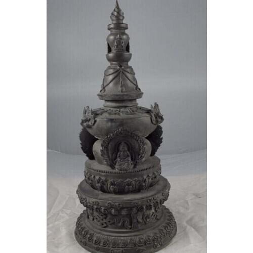 Bi001679 18 Temple Old Copper Bronze Buddhist Sakyamuni Buddha Relic dagoba Tower Pagoda