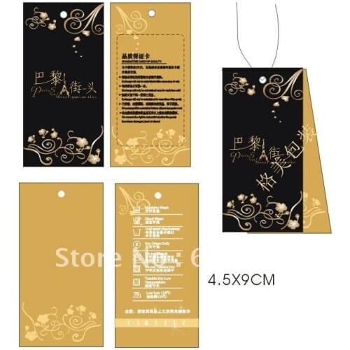 Garment hang tag/garment customized label/Garment printed Tags/clothing main label/woven label Free drill hole+Glue needle