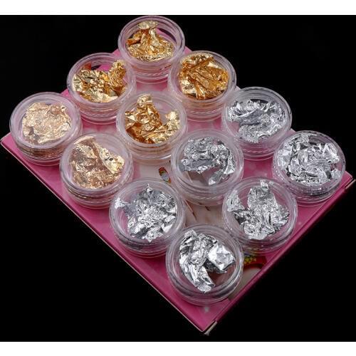 12 Box /Set Gold Silver Irregular Aluminum Foil Paper Glitter DIY UV Resin Epoxy Mold Makeing Jewelry Filling For DIY Jewelry