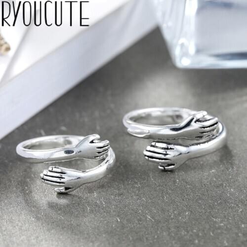 Bohemian Vintage Big Hand Hug Ring For Women Female Lady Antique Knuckle Cocktail Rings Boho Jewelry Anillos