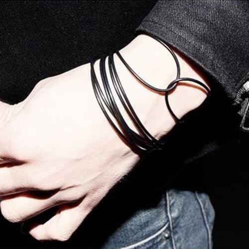 10 Pcs/Set Black Silicone Rope Bracelets For Men Women Charm Simple Casual Punk Rock Unisex Bracelet Bangles Jewelry Dropship