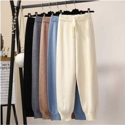 Chic autumn winter chic Harem Pants Women Loose Trousers Comfortable thick warm casual knitted granny pants 2020