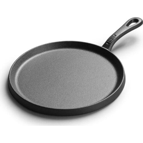 Cast iron pancake pan barbecue pan thickened uncoated induction cooker universal 25cm diameter