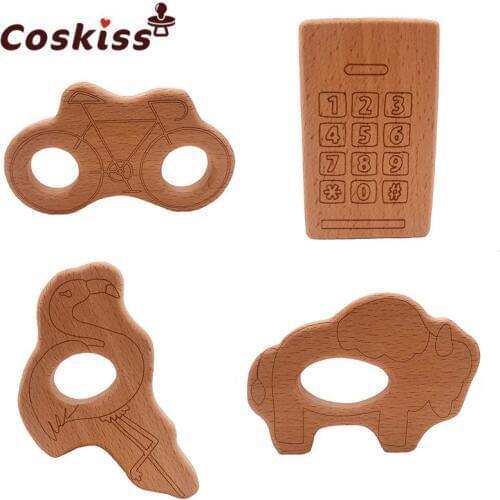 10pcs Wooden Teether Ring DIY Organic Eco-friendly Nature Baby Teething Grasping Sensory Chewing Wood Toy Accessories