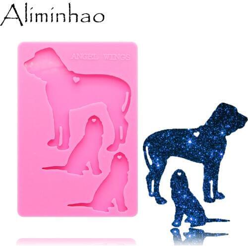 DY0166 Shiny Dottie family family Silicone Molds DIY epoxy resin mould silicon craft custom mold Dog Mom/baby craft keychain