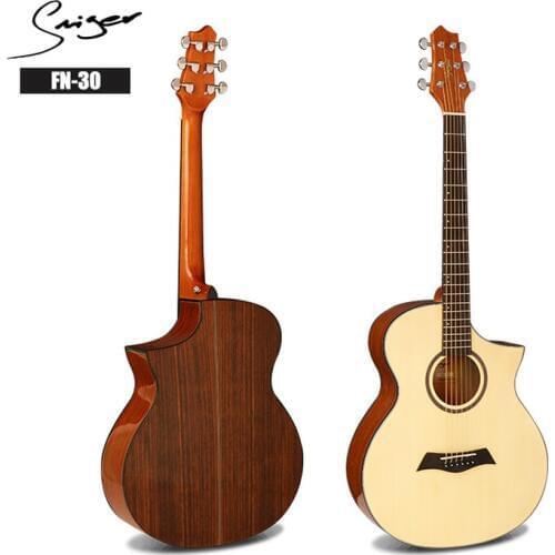 Guitar Acoustic Electric Steel-String 40 Inches A-Body Guitarra 6 Strings Folk Pop Cutaway Wood Color High Gloss Pickup Walnut