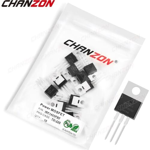 10Pcs IRF1405PBF TO-220 Power SIC Mosfet Transistor Bipolar Junction BJT Powerful Triode Tube Fets 169A 55V Integrated Circuits