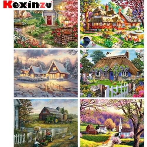 Kexiznu Full Square/Round Drill 5D DIY Diamond Painting "Beautiful scenery house" 3D Embroidery Cross Stitch 3D Home Decor Gift