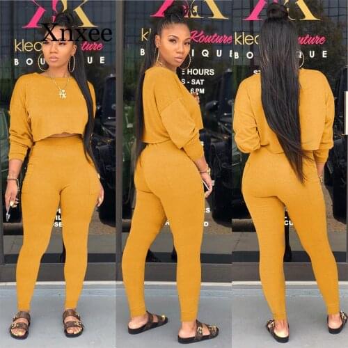 2 Piece Set Sexy Women Tracksuit Long Sleeve Loose Crop Top Pants Sweat Suit Fall Two Piece Outfits Matching Sets Africa Style