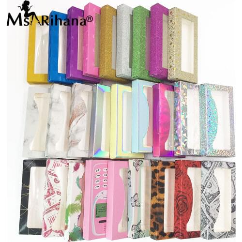 Lash Boxes Packing Wholesale 100pcs Eyelash Packaging Box Custom Logo 3D Mink Lashes Bulk 25mm False Mink Eyelashes Cases