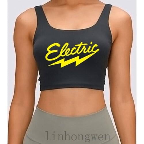 Tendance Urban Electric Women Tank Top Breathable Summer Pattern Original Design O Neck Famous Cotton Crop Top