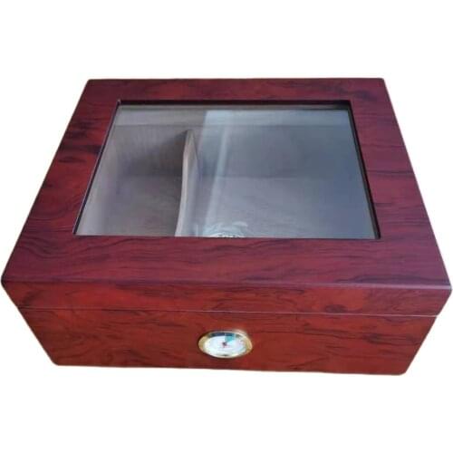Cuba Cigar Humidor Spanish Cedar Wood Cigar Case With Hygrometer Humidifier Fit 30-50 Cigars Cabinet