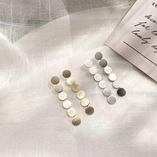 Minimalist Retro Fashion Temperament Women Round Stitching Pendant Long Earrings Glamour Girl Trend Party Jewelry Gift