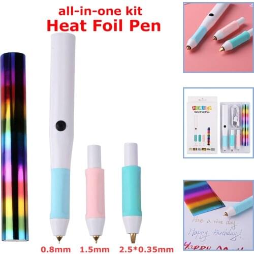 All-in-one Kit Heat Foil Pen USB Power Calligraphy With Heat-activated Foil DIY Lettering Foiling Personal Customize 3 Nibs