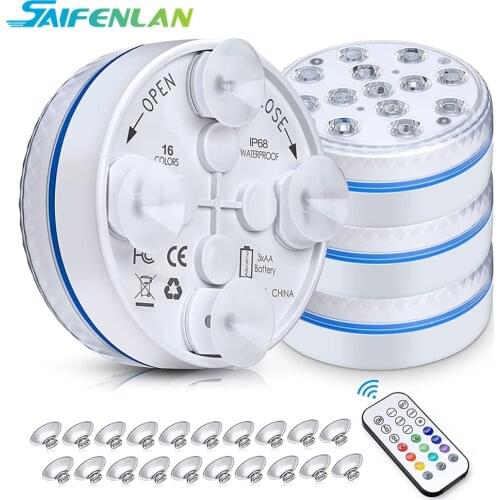 2021 Updated Submersible LED Lights with Remote Underwater Pool Light IP68 Magnet 13 LED Bright Light RGB for Pond/Pool/Aquarium