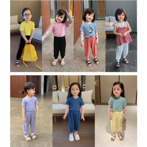 Girls' wear summer 2021 childrens modal casual anti mosquito Pants Girls' pants loose legged pants