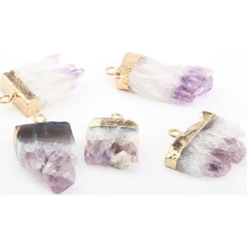 Natural Stone Amethysts Pendants Exquisite accessories Irregular DIY for Necklace or Jewelry Making size35*20*7mm-40*15*7