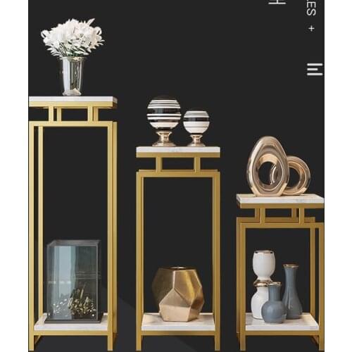 Modern new wrought iron marble flower rack luxury living room spend a few balcony racks stainless steel multilayer rack landing