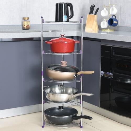 Five-tier Racks Kitchen Organizer Floor Pot Holder Washbasin Storage Basin Racks Kitchenware Storage Racks Accessories Shelf