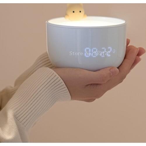 Lovely Cat Alarm Clock Childrens Bedroom LED Night Light Bedside Lamp Digital Wake Up Snooze Timer Clock