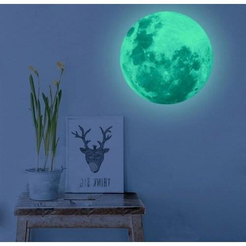 3D Luminous Moon Stickers Wall Window Dark Glow Decals Car Home Decoration Sticker Fluorescen Wallpaper Decal