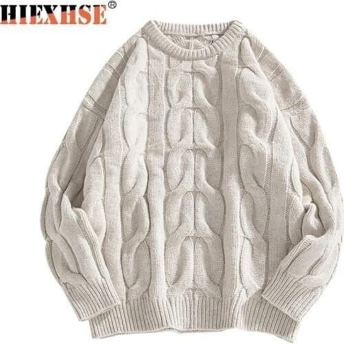 New 2020 Oversized O-Neck Sweater Men Casual Autumn Winter Warm Sweater Pullover Male Solid Knitted Male Sweaters Lovers