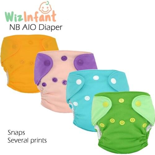 Happy Flute NB Cloth Diaper,Baby nappy, AIO Diaper With A Micro Fleece Inside Insert. Fit Baby 0-3 Months Or 6-12 Ibs