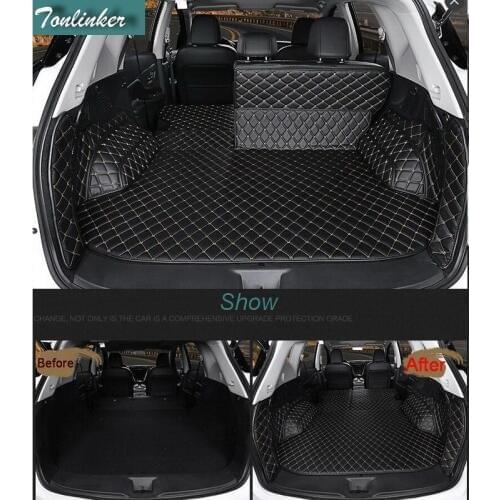 Tonlinker Cover Case Stickers for Nissan Murano 2015-17 Car Styling 5 PCS PU Leather Edge lattice car trunk Anti-dirty Pad