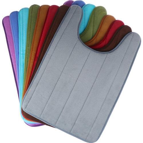 U-Shaped Memory Foam Bath Mats Toilet Mat Bathroom Coral Fleece Carpet Rug Anti-slip Floor Carpets Home Decor