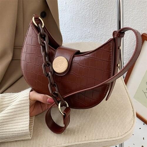 High Quality Stone Pattern Baguette Bags For Women 2021 PU Leather Female Shoulder Bag Sac Femme Lady Handbags Crossbody Bag